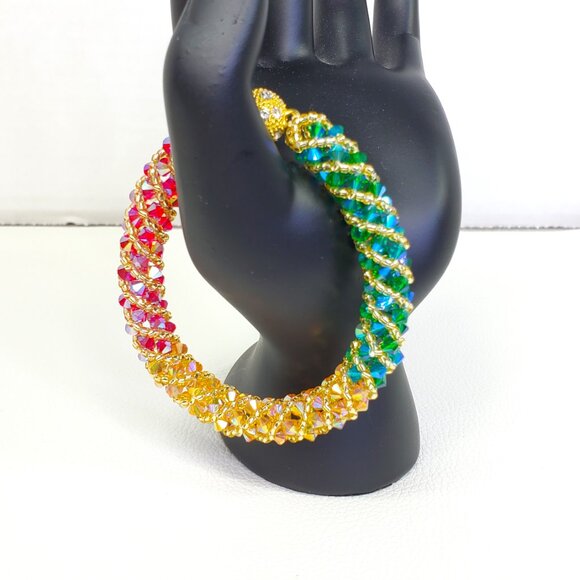 Multi Color Fall Crystal Bracelet Beaded Bracelet - Picture 4 of 11